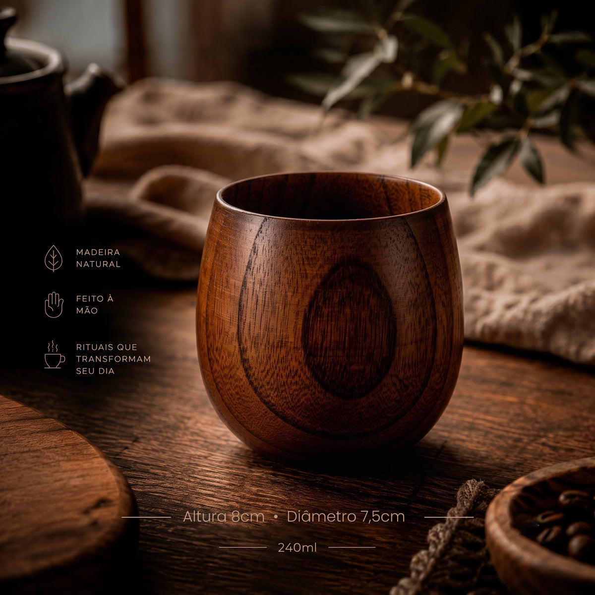 Coleção de Copos de Madeira OAKO Taverna